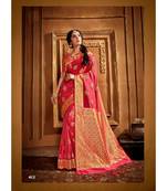 Peach Thread Work Spun Cotton Daily & Party Wear Saree With Blouse