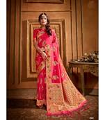 Peach Thread Work Spun Cotton Daily & Party Wear Saree With Blouse