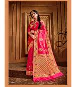 Peach Thread Work Spun Cotton Daily & Party Wear Saree With Blouse