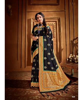 Black Thread Work Spun Cotton Daily & Party Wear Saree With Blouse 1