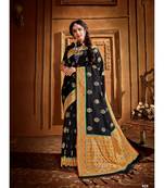 Black Thread Work Spun Cotton Daily & Party Wear Saree With Blouse