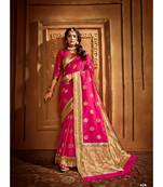 Pink Thread Work Spun Cotton Daily & Party Wear Saree With Blouse