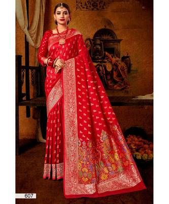 Red Thread & Zari Work semi silk saree Daily & Party Wear Saree With Blouse 1