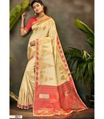 Beige Thread & Zari Work semi silk saree Daily & Party Wear Saree With Blouse