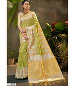 Light Green Thread & Zari Work semi silk saree Daily & Party Wear Saree With Blouse