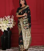 Black woven silk saree with blouse