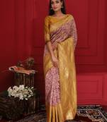 Purple woven silk saree with blouse