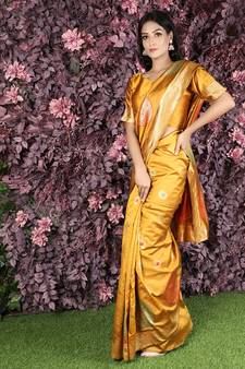 Gold woven silk saree with blouse