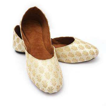Purely Lush Golden Jutti for Women Flats Ladies Footwear Mojari Khussa 4