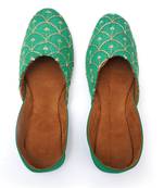 Purely Lush Green Hand-Crafted Jutti for Women Rajasthani Mojari