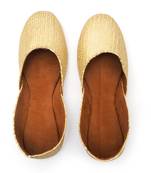 Purely Lush Plain Golden Handcrafted Punjabi Jutti for Women Mojari Khussa