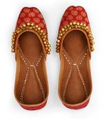 Purely Lush Red Banarasi Bridal Jutti for Women Mojari Khussa