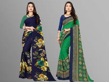 multicolor Georgette Printed Daily Wear 