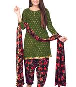 Green printed crepe salwar