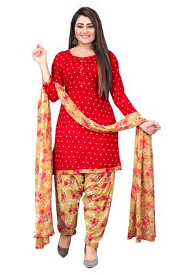 Red printed crepe salwar 1