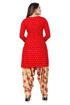 Red printed crepe salwar 2
