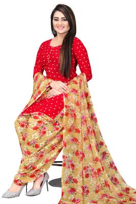 Red printed crepe salwar 3