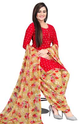 Red printed crepe salwar 4