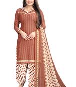 Brown printed crepe salwar