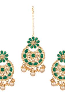 Green maang-tikka