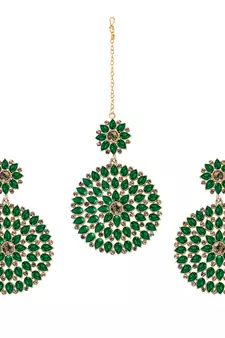 Green maang-tikka