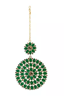Green maang-tikka