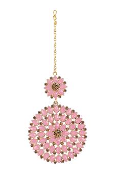 Pink maang-tikka