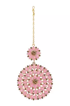 Pink maang-tikka