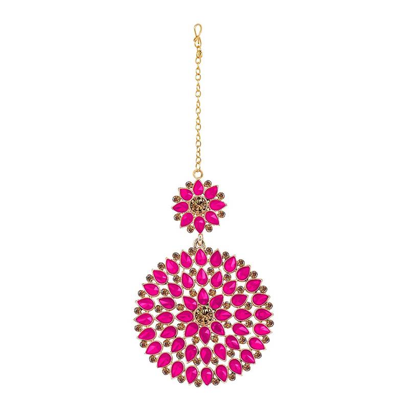 Pink maang-tikka