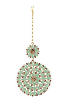 Green maang-tikka