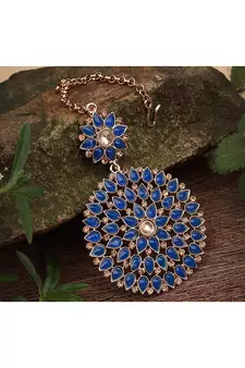 Blue maang-tikka