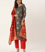 Grey woven jacquard salwar
