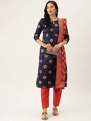 Blue woven jacquard salwar 1