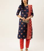 Blue woven jacquard salwar