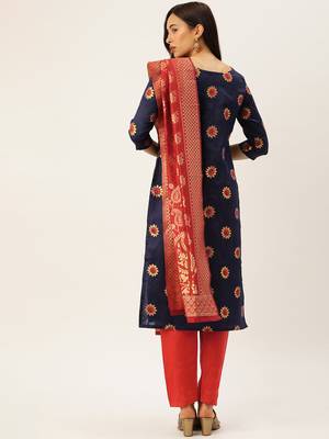 Blue woven jacquard salwar 2