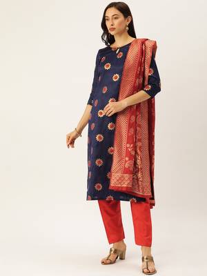 Blue woven jacquard salwar 3
