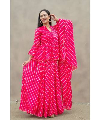 peach pure hand tie and die lehenga with bijiya and white tassels 1
