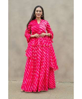 peach pure hand tie and die lehenga with bijiya and white tassels 4