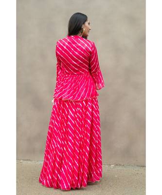 peach pure hand tie and die lehenga with bijiya and white tassels 7