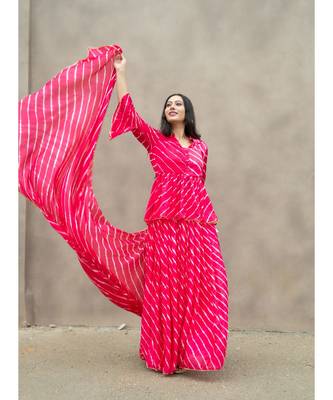 peach pure hand tie and die lehenga with bijiya and white tassels 8
