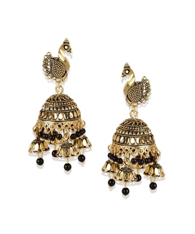Gold Plated Meenakari Designed Jhumka Earring For Women   Combo of 2 Pearl Alloy Jhumki Earring