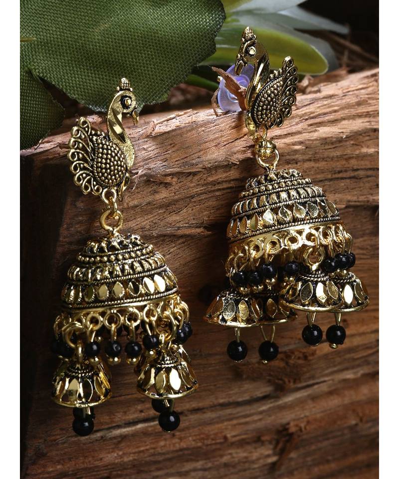 Gold Plated Meenakari Designed Jhumka Earring For Women   Combo of 2 Pearl Alloy Jhumki Earring