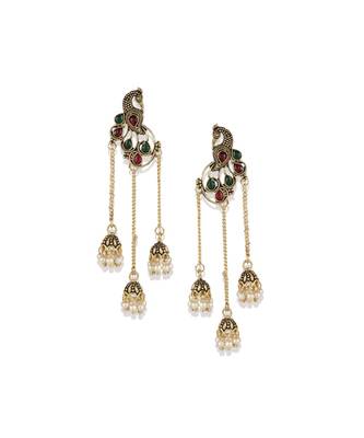 Gold Plated Meenakari Designed Jhumka Earring For Women   Combo of 2 Pearl Alloy Jhumki Earring 2