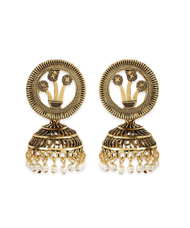 Gold Plated Meenakari Designed Jhumka Earring For Women   Combo of 2 Pearl Alloy Jhumki Earring