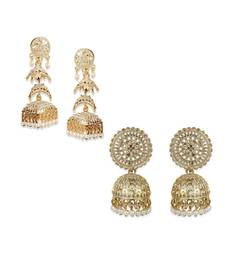Gold Plated Meenakari Designed Jhumka Earring For Women   Combo of 2 Pearl Alloy Jhumki Earring