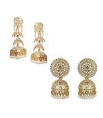 Gold Plated Meenakari Designed Jhumka Earring For Women   Combo of 2 Pearl Alloy Jhumki Earring