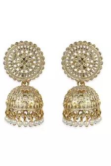 Gold Plated Meenakari Designed Jhumka Earring For Women   Combo of 2 Pearl Alloy Jhumki Earring