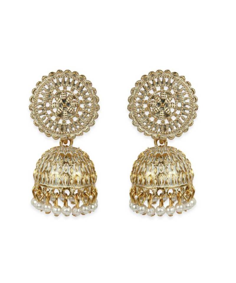 Gold Plated Meenakari Designed Jhumka Earring For Women   Combo of 2 Pearl Alloy Jhumki Earring