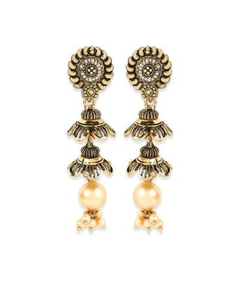 Gold Plated Meenakari Designed Jhumka Earring For Women   Combo of 2 Pearl Alloy Jhumki Earring 2