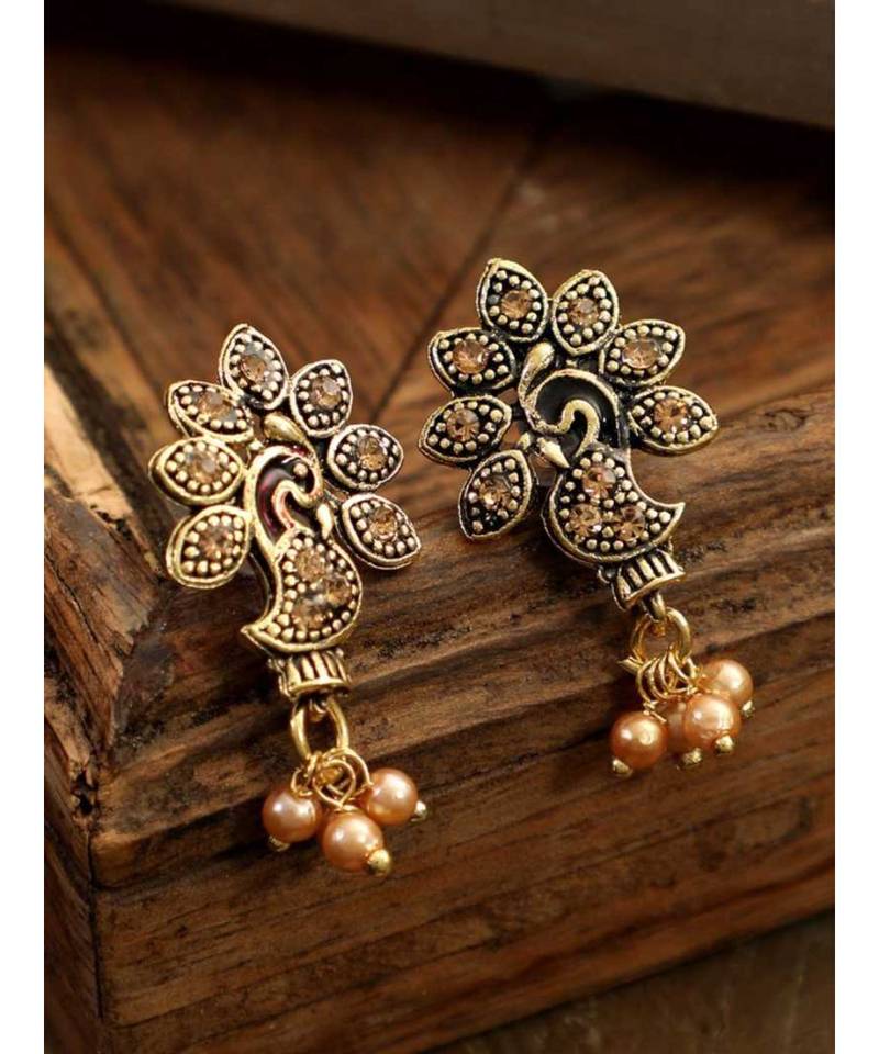 Gold Plated Meenakari Designed Jhumka Earring For Women   Combo of 2 Pearl Alloy Jhumki Earring